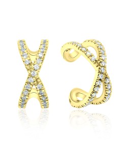 1Micron Gold Plated 10mm CZ Stone Ear Cuff EC-1150-GP